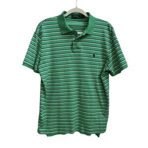 Polo Ralph Lauren Golf Polo Shirt Mens Large Green Stripe Short Sleeve‎ Pony